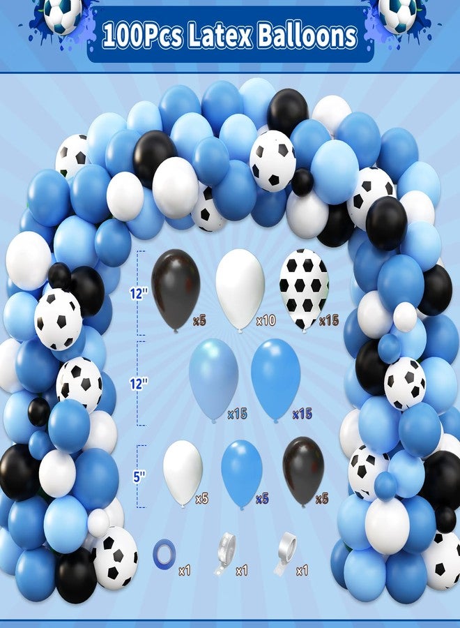 REDWORD Soccer Birthday Party Decorations, 97Pcs Soccer Party Decorations with Balloons Happy Birthday Backdrop Soccer Tablecloth and Cake Toppers for Soccer Party Supplies - Image 3